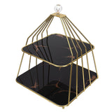 Cupcake Stand Elegant 2 Tier Iron Dessert Stand with Ceramic Serving Trays for Fruits Cakes Snacks Black