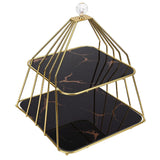 Cupcake Stand Elegant 2 Tier Iron Dessert Stand with Ceramic Serving Trays for Fruits Cakes Snacks Black