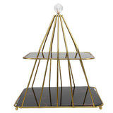 Cupcake Stand Elegant 2 Tier Iron Dessert Stand with Ceramic Serving Trays for Fruits Cakes Snacks Black