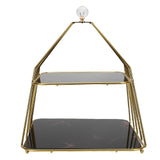 Cupcake Stand Elegant 2 Tier Iron Dessert Stand with Ceramic Serving Trays for Fruits Cakes Snacks Black