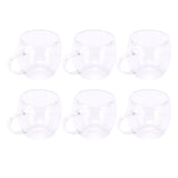 6Pcs Double Wall Glass Coffee Mugs Set Clear Insulated with Handle Egg Shaped for Juice Beer Water 350ml In Australia - Darrahopens