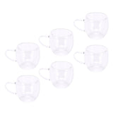 6Pcs Double Wall Glass Coffee Mugs Set Clear Insulated with Handle Egg Shaped for Juice Beer Water 350ml In Australia - Darrahopens