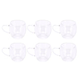 6Pcs Double Wall Glass Coffee Mugs Set Clear Insulated with Handle Egg Shaped for Juice Beer Water 350ml In Australia - Darrahopens