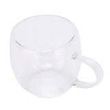 6Pcs Double Wall Glass Coffee Mugs Set Clear Insulated with Handle Egg Shaped for Juice Beer Water 350ml