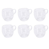 6Pcs Double Wall Glass Coffee Mugs Set Clear Insulated with Handle Egg Shaped for Juice Beer Water 350ml