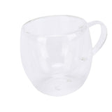 6Pcs Double Wall Glass Coffee Mugs Set Clear Insulated with Handle Egg Shaped for Juice Beer Water 350ml