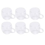 6Pcs Double Wall Glass Coffee Mugs Set Clear Insulated with Handle Egg Shaped for Juice Beer Water 350ml