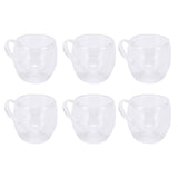 6Pcs Double Wall Glass Coffee Mugs Set Clear Insulated with Handle Egg Shaped for Juice Beer Water 350ml