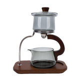 Teapot Set Water Separation Infuser Fairness Cup Tea Brewing Kit High Borosilicate Glass Solid Wood Handle Smoky Gray