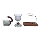 Teapot Set Water Separation Infuser Fairness Cup Tea Brewing Kit High Borosilicate Glass Solid Wood Handle Smoky Gray
