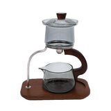Teapot Set Water Separation Infuser Fairness Cup Tea Brewing Kit High Borosilicate Glass Solid Wood Handle Smoky Gray
