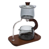 Teapot Set Water Separation Infuser Fairness Cup Tea Brewing Kit High Borosilicate Glass Solid Wood Handle Smoky Gray