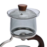 Teapot Set Water Separation Infuser Fairness Cup Tea Brewing Kit High Borosilicate Glass Solid Wood Handle Smoky Gray
