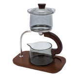 Teapot Set Water Separation Infuser Fairness Cup Tea Brewing Kit High Borosilicate Glass Solid Wood Handle Smoky Gray