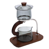 Teapot Set Water Separation Infuser Fairness Cup Tea Brewing Kit High Borosilicate Glass Solid Wood Handle Smoky Gray