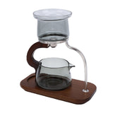 Teapot Set Water Separation Infuser Fairness Cup Tea Brewing Kit High Borosilicate Glass Solid Wood Handle Smoky Gray