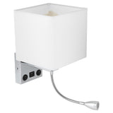 LED Wall Light Modern Fabric Lampshade USB Bedroom Bedside Reading Sconce E27 100‑240V In Australia - Darrahopens