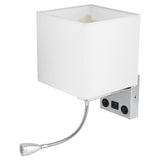 LED Wall Light Modern Fabric Lampshade USB Bedroom Bedside Reading Sconce E27 100‑240V