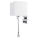 LED Wall Light Modern Fabric Lampshade USB Bedroom Bedside Reading Sconce E27 100‑240V