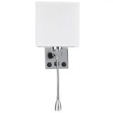 LED Wall Light Modern Fabric Lampshade USB Bedroom Bedside Reading Sconce E27 100‑240V