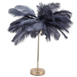 G4 Ostrich Feather Table Lamp Night Light Bedside Light Decoration Lamp for Bedroom Wedding RoomGray EU Plug 220V In Australia - Darrahopens