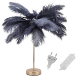 G4 Ostrich Feather Table Lamp Night Light Bedside Light Decoration Lamp for Bedroom Wedding RoomGray EU Plug 220V In Australia - Darrahopens