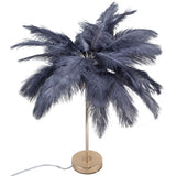 G4 Ostrich Feather Table Lamp Night Light Bedside Light Decoration Lamp for Bedroom Wedding RoomGray EU Plug 220V