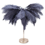 G4 Ostrich Feather Table Lamp Night Light Bedside Light Decoration Lamp for Bedroom Wedding RoomGray EU Plug 220V In Australia - Darrahopens