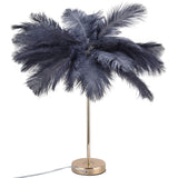 G4 Ostrich Feather Table Lamp Night Light Bedside Light Decoration Lamp for Bedroom Wedding RoomGray EU Plug 220V