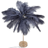 G4 Ostrich Feather Table Lamp Night Light Bedside Light Decoration Lamp for Bedroom Wedding RoomGray EU Plug 220V