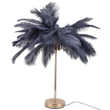 G4 Ostrich Feather Table Lamp Night Light Bedside Light Decoration Lamp for Bedroom Wedding RoomGray EU Plug 220V