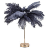 G4 Ostrich Feather Table Lamp Night Light Bedside Light Decoration Lamp for Bedroom Wedding RoomGray EU Plug 220V