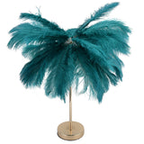 G4 Ostrich Feather Table Lamp Night Light Bedside Light Decoration Lamp for Bedroom Wedding RoomDark Green UK Plug 230V In Australia - Darrahopens