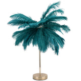 G4 Ostrich Feather Table Lamp Night Light Bedside Light Decoration Lamp for Bedroom Wedding RoomDark Green UK Plug 230V In Australia - Darrahopens