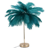 G4 Ostrich Feather Table Lamp Night Light Bedside Light Decoration Lamp for Bedroom Wedding RoomDark Green UK Plug 230V In Australia - Darrahopens