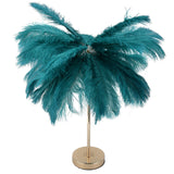 G4 Ostrich Feather Table Lamp Night Light Bedside Light Decoration Lamp for Bedroom Wedding RoomDark Green UK Plug 230V