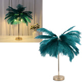 G4 Ostrich Feather Table Lamp Night Light Bedside Light Decoration Lamp for Bedroom Wedding RoomDark Green UK Plug 230V