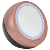 Round Makeup Mirror Dimmable White LED 2 In 1 USB Charging Cosmetic Mirror with Storage Box for BathroomGold