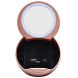 Round Makeup Mirror Dimmable White LED 2 In 1 USB Charging Cosmetic Mirror with Storage Box for BathroomGold