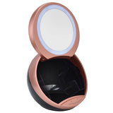 Round Makeup Mirror Dimmable White LED 2 In 1 USB Charging Cosmetic Mirror with Storage Box for BathroomGold