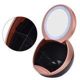 Round Makeup Mirror Dimmable White LED 2 In 1 USB Charging Cosmetic Mirror with Storage Box for BathroomGold