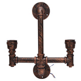 Iron Wall Lamp Double Head Water Pipe Lamp Steampunk Wall Lamp with E27 Socket for Industrial Interior Decoration 220V