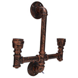 Iron Wall Lamp Double Head Water Pipe Lamp Steampunk Wall Lamp with E27 Socket for Industrial Interior Decoration 220V