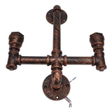 Iron Wall Lamp Double Head Water Pipe Lamp Steampunk Wall Lamp with E27 Socket for Industrial Interior Decoration 220V
