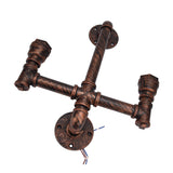 Iron Wall Lamp Double Head Water Pipe Lamp Steampunk Wall Lamp with E27 Socket for Industrial Interior Decoration 220V