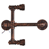 Iron Wall Lamp Double Head Water Pipe Lamp Steampunk Wall Lamp with E27 Socket for Industrial Interior Decoration 220V