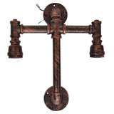 Iron Wall Lamp Double Head Water Pipe Lamp Steampunk Wall Lamp with E27 Socket for Industrial Interior Decoration 220V