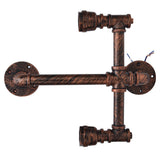 Iron Wall Lamp Double Head Water Pipe Lamp Steampunk Wall Lamp with E27 Socket for Industrial Interior Decoration 220V
