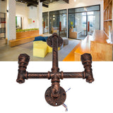 Iron Wall Lamp Double Head Water Pipe Lamp Steampunk Wall Lamp with E27 Socket for Industrial Interior Decoration 220V