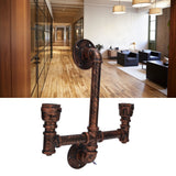 Iron Wall Lamp Double Head Water Pipe Lamp Steampunk Wall Lamp with E27 Socket for Industrial Interior Decoration 220V